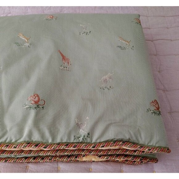 Custom Bed Coverlets with Embroidered  Animals in Pistachio/Yellow 52 x 49 - Picture 3 of 10